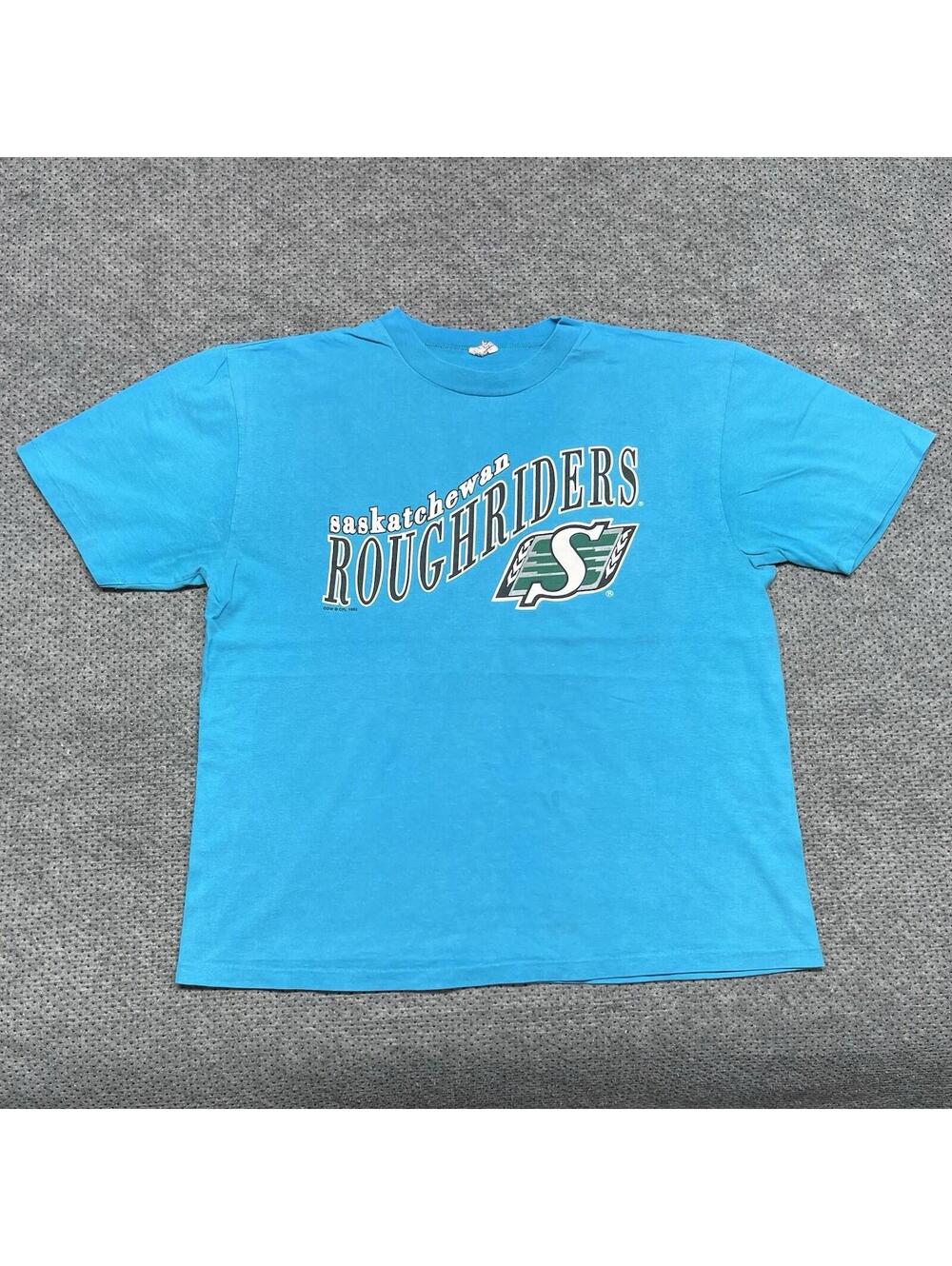 Vintage 90s saskatchewan roughriders Canadian Football T-Shirt Large RARE MENS